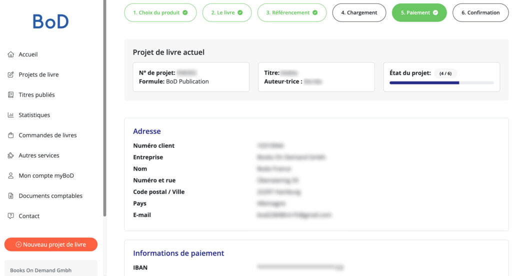 Publier son livre en ligne et créer son projet de livre avec BoD sur myBoD : étape 5. 
