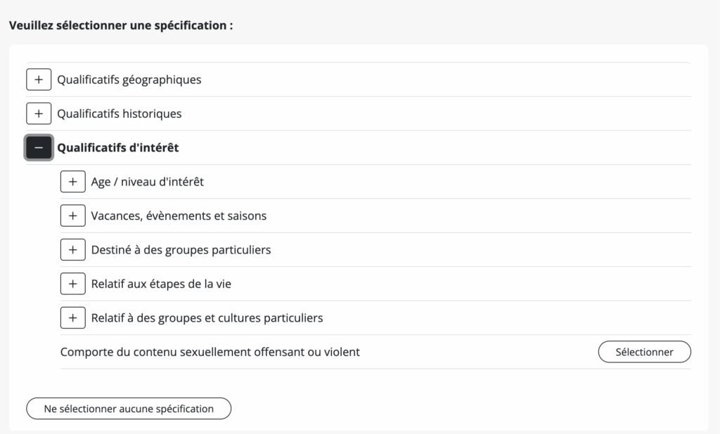 choisir la catégorie de son livre publié
