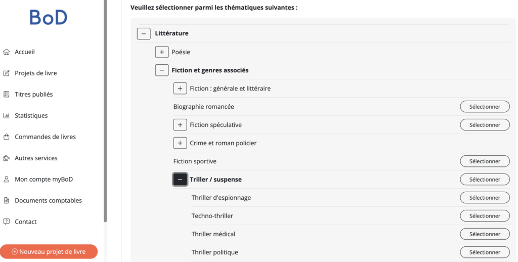 classification internationale des livres Thema