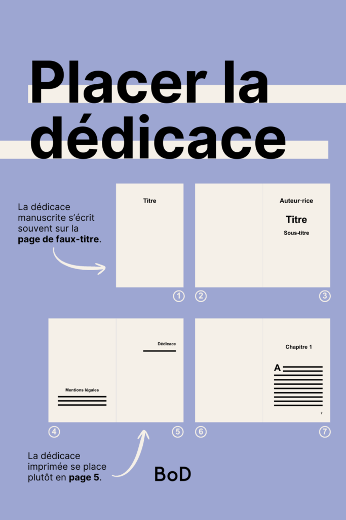 page de dédicace dans un livre